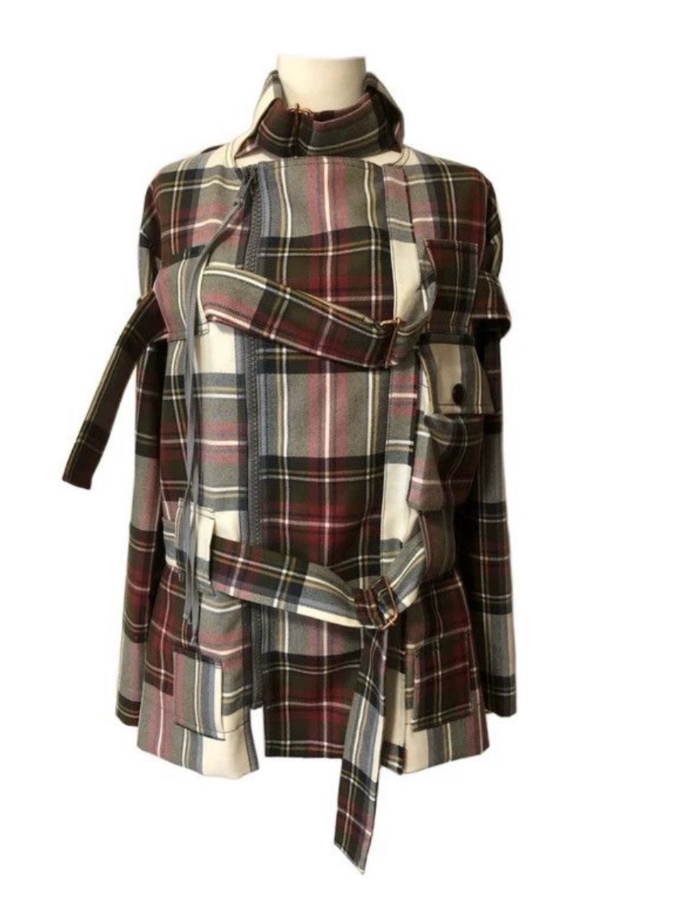 Vivienne Westwood Plaid Multi-Color Belted & Zip Up Jacket